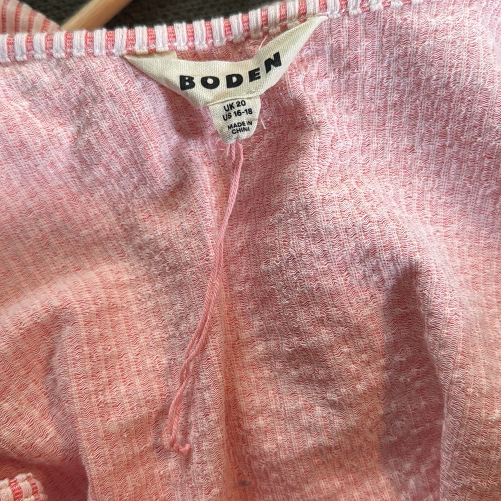 Boden Pink Striped Ruffle Top - Picture 6 of 6